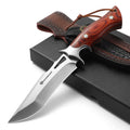 DRACHENADER 10.24" M390 Knives Hunting Knife Fixed Blade Knife with Leather Sheath Bushcraft Full Tang Knife Non-slip Red Coloured Wooden Handle
