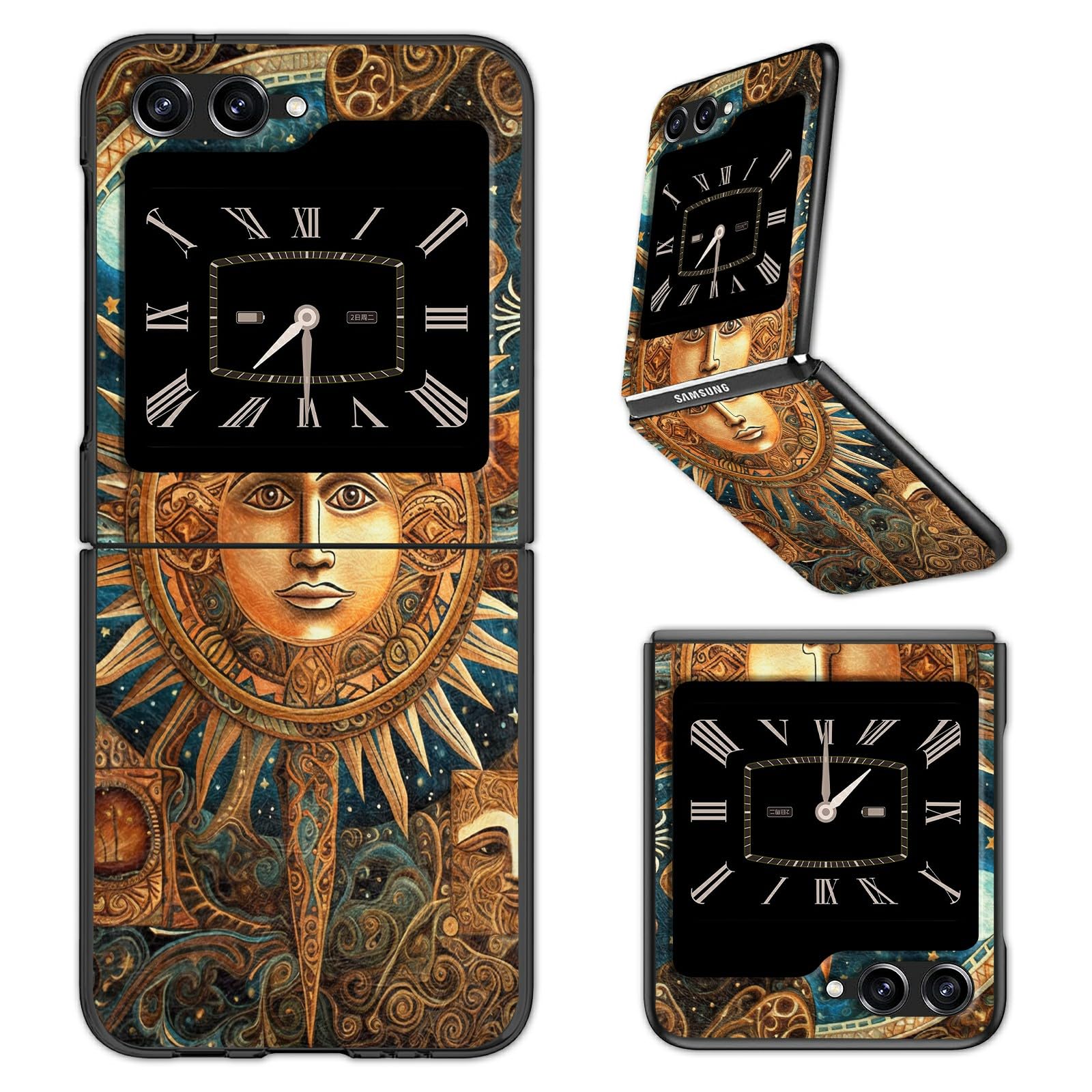 BREIDMKFM for Samsung Galaxy Z Flip 5 5G Case Galaxy Z Flip 5 Case Hard PC Shookproof Girls Women Durable Scratch-Resistant Phone Case for Samsung Z Flip 5 2023 Golden Sun