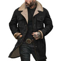 Mens vintage suede jacket w/flannel lining & pull-out hood.