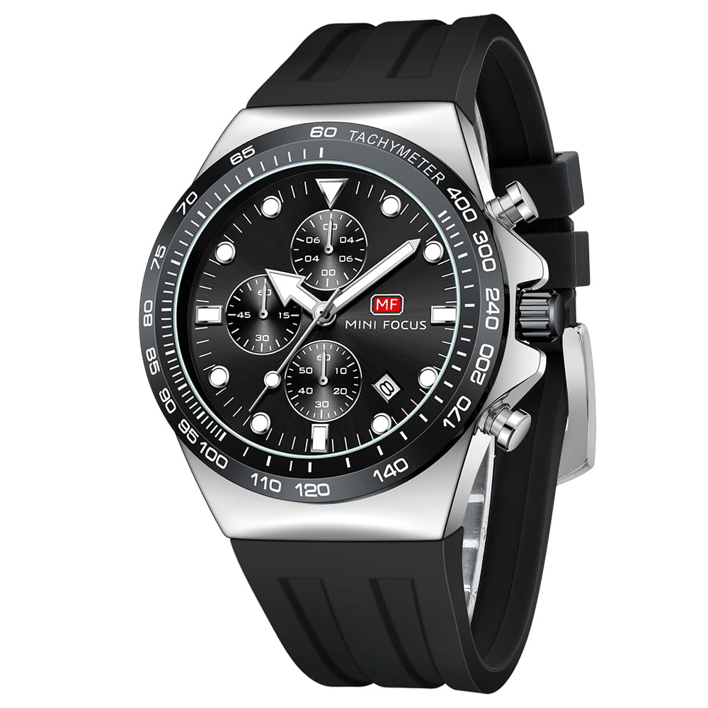 Finnbangos Sport Wrist Watch (Chronograph/Waterproof/Luminous/Calendar) Silicon Band Fashion Casual Watches for Men