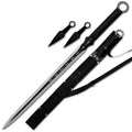 Ninja Sword Machete Throwing Knife Tactical Katana Tanto Blade 27-Inch … (Black Double Blade)