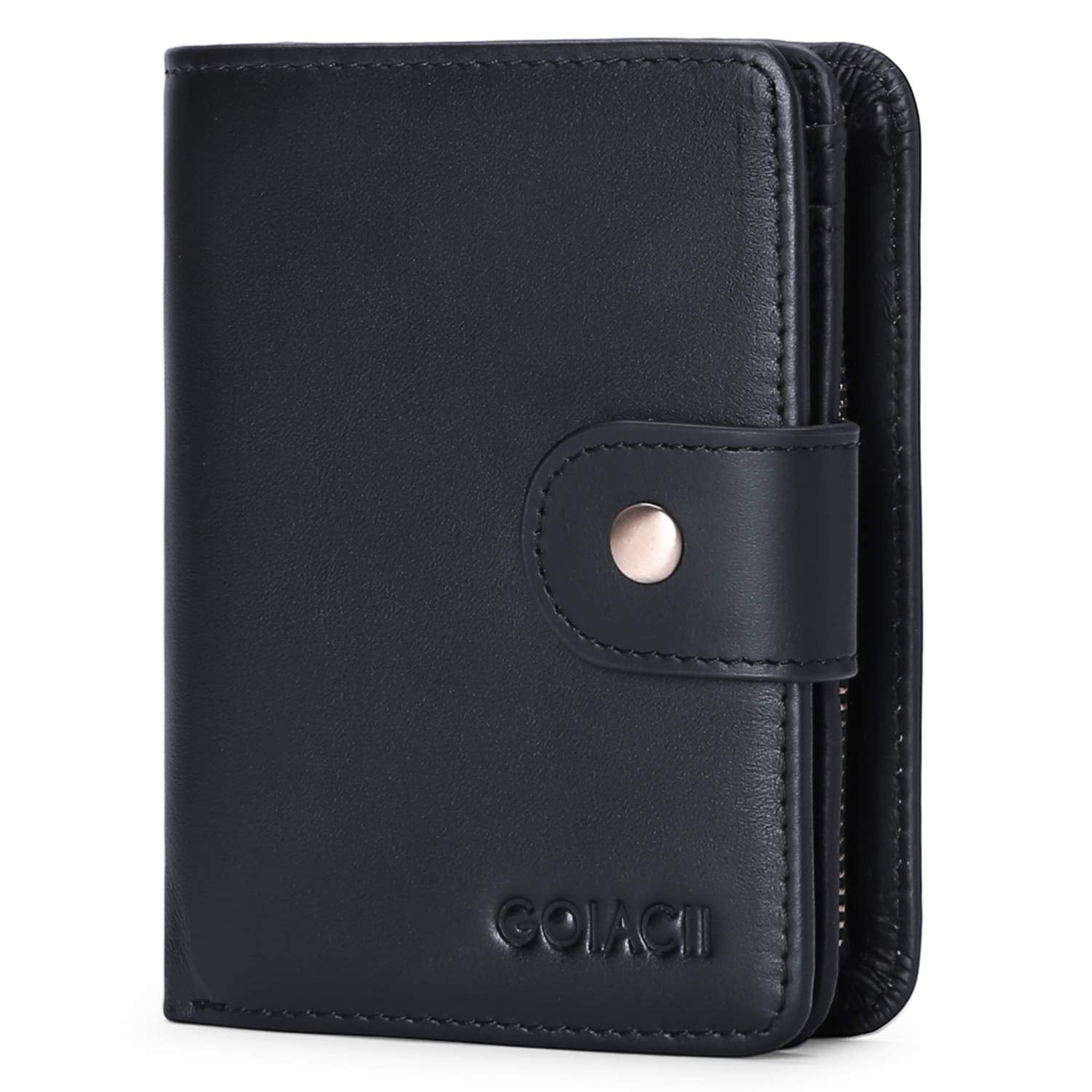 Mens Wallet Genuine Leather Short Bifold RFID Blocking Wallets for Men with Zip Coin Pocket ID Window